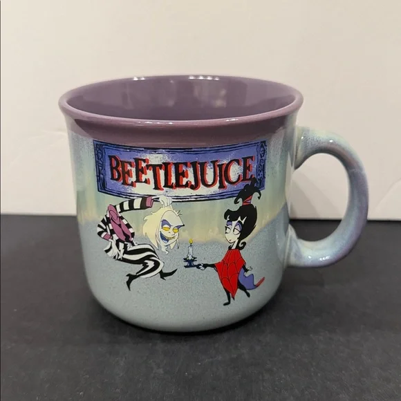 NEW Beetlejuice Mug with Lydia and Beetlejuice characters blue purple inside - Picture 3 of 9